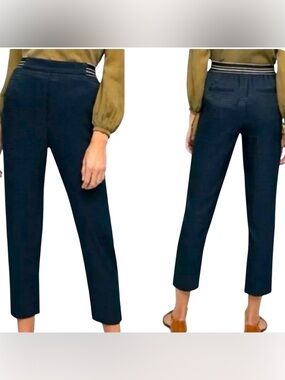 Anthropologie The Essential Pull-On Trouser Pants Navy Ankle  SZ S